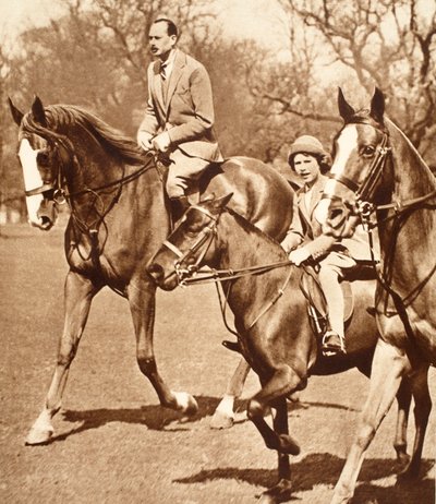 The Duke of Gloucester Riding with Princess Elizabeth in Windsor Great Park by English Photographer